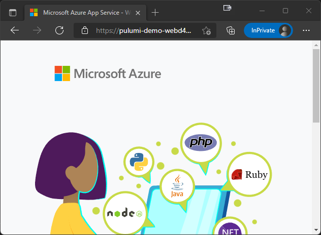 Azure emtpy app screen