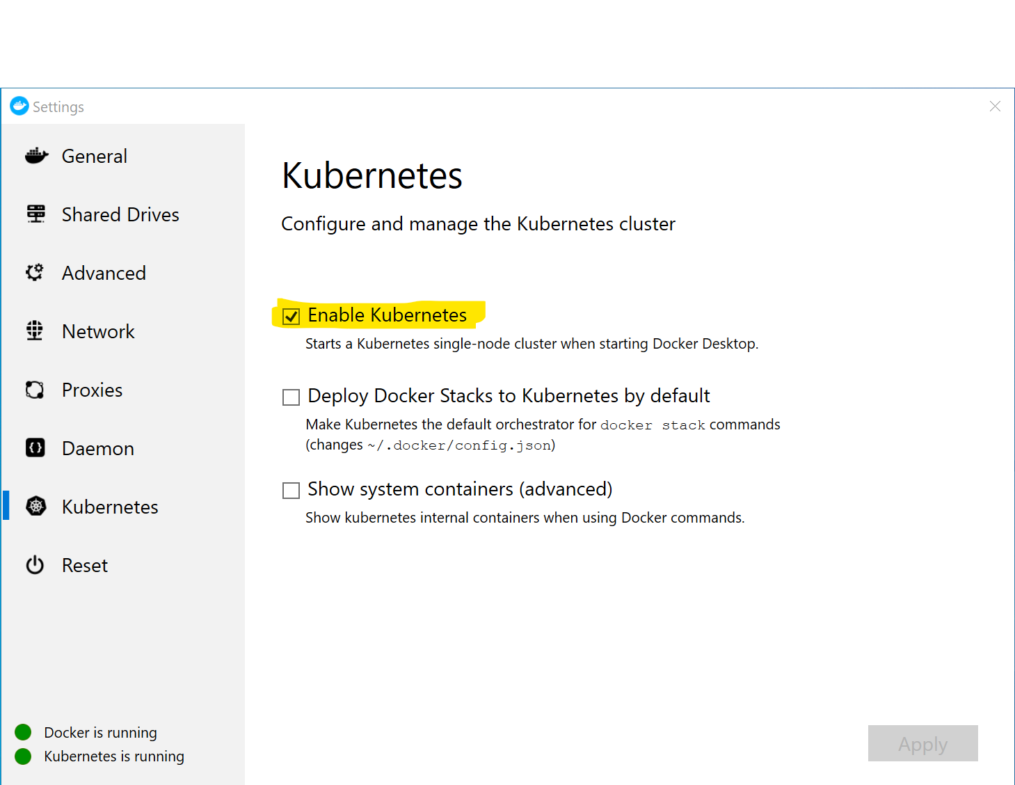 Setting up Kubernetes in Docker Desktop